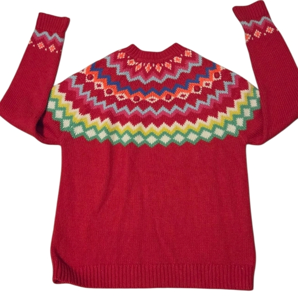 Boden Emma Fair Isle Christmas Festive Sweater Wool Colorful Red Rainbow SZ 4 - Picture 6 of 9